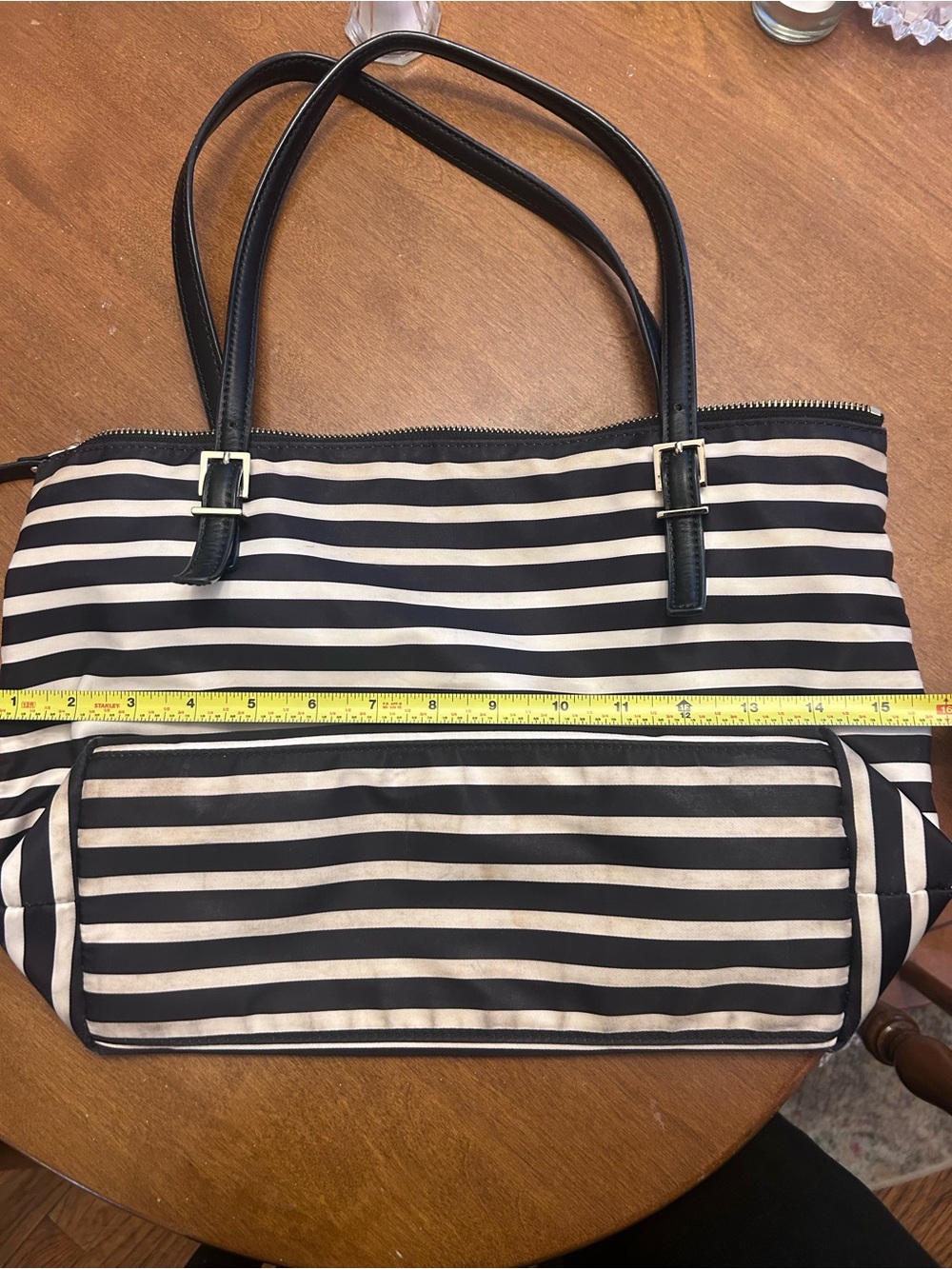 kate spade Black and Cream Striped Tote